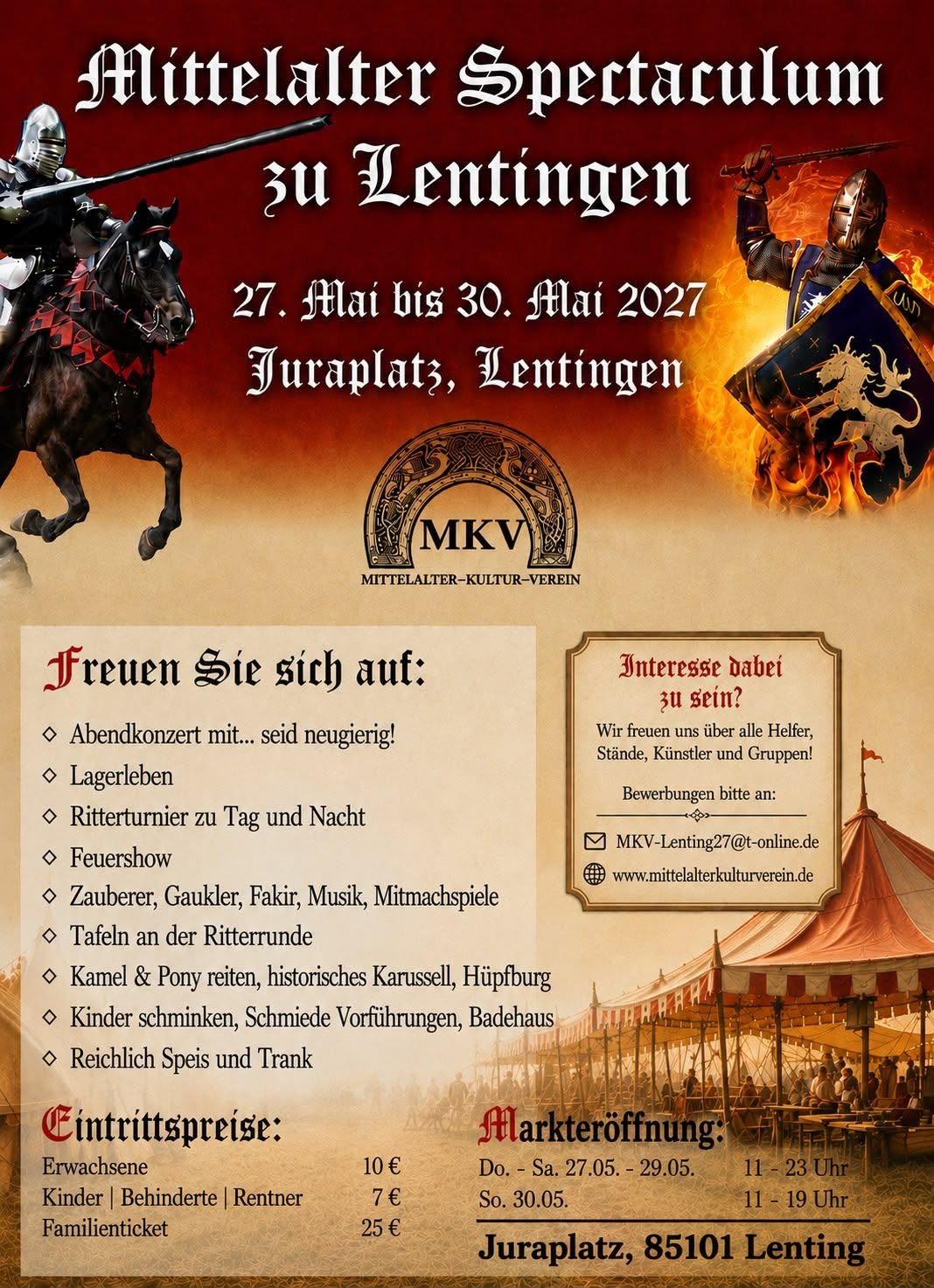 Mittelalter Spektaculum zu Lentingen Jurafestplatz Preise Markt Eröffung
